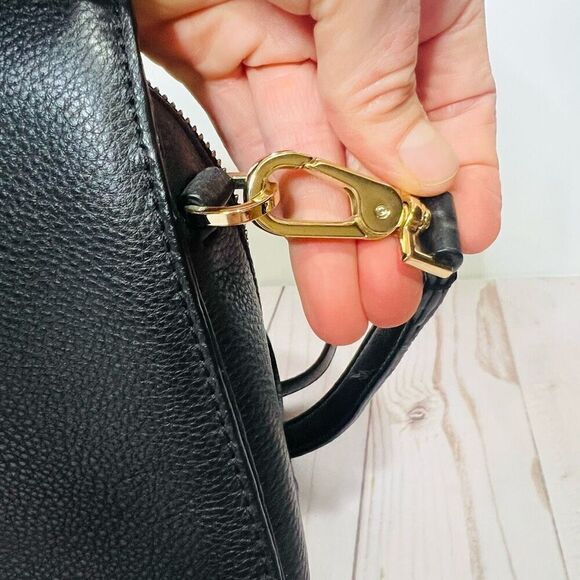 Kate Spade Grey Street Dominique Black Leather Satchel Purse Gold Hardware Tasse - Picture 11 of 15